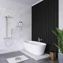 Papel Tapiz,60cm*1000cm Autoadhesivo Marmol Papel de Contacto,Prueba de aceite Vinil Marmol,Papel de Granito,Pelar y Pegar Para Muebles de Gabinete de Encimera de Cocina Encimera (Negro) - Blanco - Ver 5