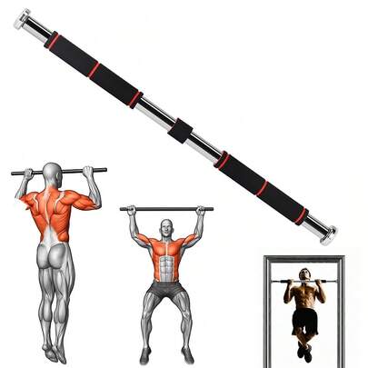 ALLINLIFE Barra de dominadas ajustable para puerta, equipo de fitness de acero inoxidable con agarres cómodos, barra horizontal para gimnasio en casa, entrenamiento de fuerza y ejercicios con peso corporal.