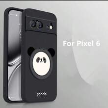 Cute Panda Phone Case With Stand Compatible With Pixel 6, 6 Pro, 7, 7 Pro, 7A, 8, 8 Pro, 8A, 9, 9 Pro, 9A, 10, 10 Pro, Galaxy S21, S22, S23, S24 Plus, S25, 15, 16, 17, 17 Pro Max, 12, 13, 14 - Black Panda - View 1