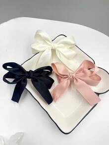 3pcs Sweet & Chic Bowknot Hair Clips In Beige, Pink, And Black - Cute Fabric Hair Accessories For Women & Girls, Perfect For Casual Attire Or Vacation Claw Clips Hair Claws Hair Barrettes, School Stuff Winter Hair Clutch