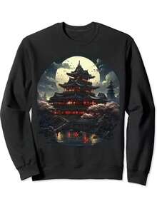 Men's Heavyweight Japanese Streetwear Hoodie, Loose-Fit Round Neck Pullover Sweatshirt, Machine Washable, Winter Warmth