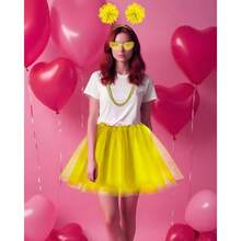 Women Tutu Costume Accessories Set With Headband Halloween 80s Cosplay Birthday Party Soft Pink Fluffy 12pcs Set