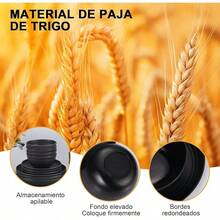 Juego de vajilla de 44 piezas, juego de vajilla de paja de trigo, vajilla reutilizable de fibra irrompible para 4 personas, libre de BPA, apto para lavavajillas y microondas (gris claro) - Negro - Ver 3