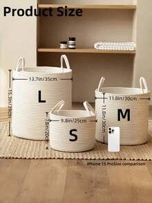 Multi-Size Round Cotton Rope Storage Basket - Winter Space-Saving Organizer | Foldable Bathroom & Home Bins For Bedroom