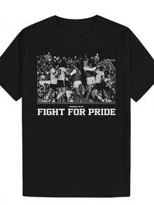 Camiseta de Fútbol Americano para Hombre - Camiseta Gráfica de Lucha por el Orgullo - Camiseta Ligera y Transpirable de Poliéster para Partidos, Entrenamiento y Ropa Casual - Negra con Impresión Blanca - Ropa de Apoyo para Equipos Deportivos, Ropa de Fanáticos del Deporte, Diseño Deportivo, Ajuste Cómodo, Atuendo para el Día de Juego, Cuello Redondo, Construcción Duradera, Ropa Deportiva, Entusiastas del Deporte - Negro - Ver 7