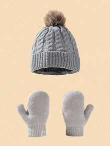 4件套儿童针织帽、围巾和手套。完美的秋冬防风保暖帽子套装。（适合0-3岁宝宝） - 彩色 - 查看 6