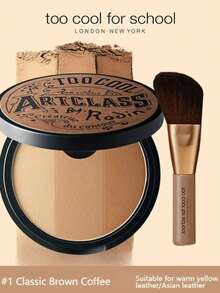 Too Cool For School K-Beauty Matte Powder Contour Palette, Includes 1 Brush, Lightweight, Smooth, Silky Texture With Mirror, Sculpts Facial Contours, Natural Gradient, Bronze Tone Palette, Suitable For Daily Use, Festivals, Christmas, Birthday Parties, Graduations, Gatherings, Fashion Makeup - Coffee - View 7
