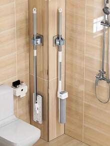 Bathroom Storage Rack Mop & Broom Holder With Adjustable Hooks Wall-Mounted Storage Organizer For Home Kitchen Garden Laundry Garage Lacquered Space Saving Shelf For Mops Brooms Tools Shelves - Multicolor - View 4