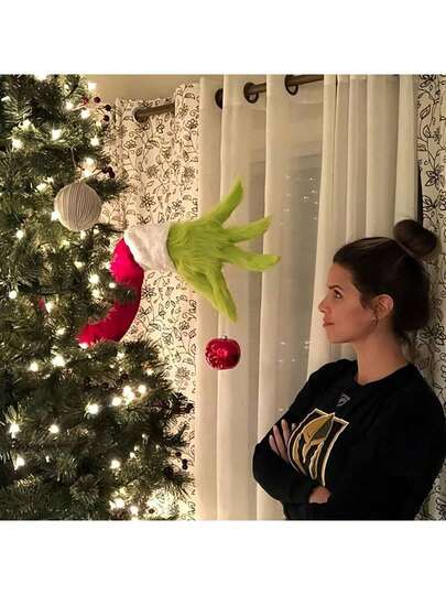 Grüne pelzige Monster Cartoon Figur Weihnachtsbaum Ornament, Grinch Hand & Fuß Weihnachts Hängedekoration, Garten Dekoration, Büro Dekoration, Heim Atmosphäre Ornament, Laden/Restaurant/Hotel Dekoration, Party Dekoration, Hochzeitsdekoration, einzigartiges Weihnachtsgeschenk für Familie und Freunde (Farbe kann leicht variieren)