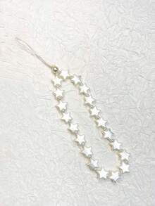 1 pieza Pulsera con forma de estrella blanca y correa para teléfono móvil, cordón para teléfono móvil con cuentas - Blanco - Ver 5