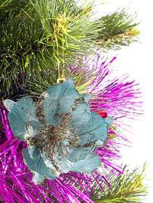 5/12 Pcs Extra Large Shiny Pink Blue Christmas Artificial Flower Christmas Tree Decoration Pendant Ornaments Glitter Champagne Red Flowers Suitable For Merry Christmas Christmas Party Home Garden Decoration Room Background Decoration, Christmas Window Decoration, Christmas Tree Decoration Artificial Flower Home Decor Christmas Decorations Room Decor