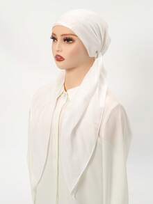 1pc Women's Solid Color Headscarf, Fashionable Minimalist Lightweight Head Scarf, Conservative Towel, Breathable Hijab For Outdoor Prayer For Dress - Cotton and Linen Elastic Turban Hat - View 28