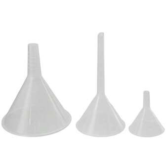 Plastic Funnel Set, Lab PP Funnels, 100mm X 2, 75mm X 2, 50mm X 2mmKitchen Essential Tools, Filling & Pouring Funnel, Multi-Size For Oil, Wine, And Kitchen Organization, Splatter Proof, Easy Storage For Kitchen Organization