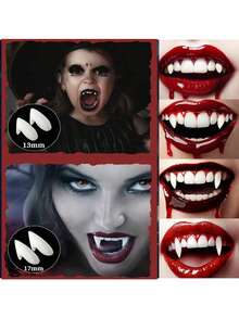 Set Of 8 Vampire Teeth 4 Size Halloween Cosplay Fangs Fake Teeth Halloween Party Cosplay Dentures Prop