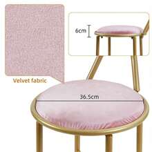UNHO Fashion Vanity Stool 1PC Metal Frame Bowknot Backrest Pink Dressing Makeup Chair Seat - Pink - View 6