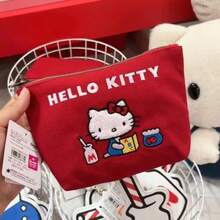Retro rote Kawaii Sanrio Hello Kitty Kosmetiktasche Handtasche Mode Charm Mädchen Große Kapazität Aufbewahrungstasche Lippenstifttasche Geburtstagsgeschenke