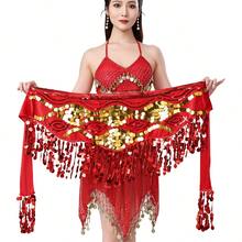 1 件肚皮舞亮片腰链，万圣节派对流苏臀巾，舞蹈练习表演服装腰部配饰，摇晃臀带 - 彩色 - 查看 10
