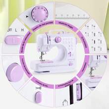 Máquina De Coser Eléctrica Portátil Mini Doméstica Multifuncional De 12 Agujas Kit Costura Y Pedal Luz Led Con Mesa De Expansión - Blanco - Ver 4