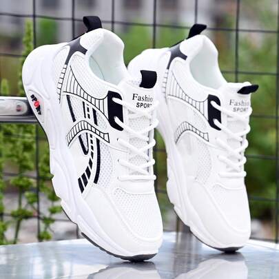 Men's Chunky Sneakers, Suitable For All Seasons, Versatile, Breathable Outdoor Mesh Casual Shoes, New Style Thick-Soled Running Sports Shoes