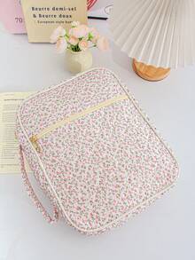 1PC Quilted Floral Bible Cover Case Handle Handbags Portable Practical Bible Storage Bags Large Bible Tote Bags Organizer Quilted Carrying Case For Girls Carrying Book Padded Protector Washable Quilted Book Covers Large Bible Cover Case For Women,Quilted Bible Bag,Floral Bible Storage Bags With Zipper Pocket And Handle, Bible Study Supplies Accessories Christian Gifts For Women - Multicolor - View 5