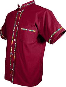 Men's Short Sleeve Mexican Guayabera Shirts Made In Mexico, Multiple Colorshalloween - 蔓越莓 - 查看 2
