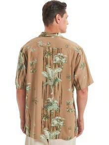 Men's Hawaiian Floral Shirts Silk Short Sleeve Button Down Casual Tropical Beach Holiday Shirtshalloween - 栗子1 - 查看 7