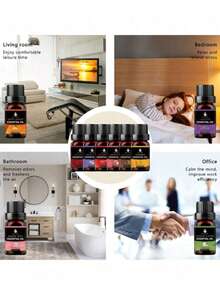 6pcs/4pcs Essential Oil Set, 8pcs/1pc Water-Soluble Aromatherapy Essential Oils, 10ml Oils In Scents Like Rose, Lavender, Vanilla, Suitable For Diffuser, Candles, Oil Burners, Humidifiers, Christmas