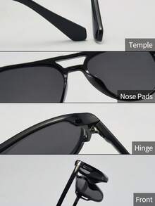 1pc Women's Fashion Glasses, New Double-Bridge Vintage Large Frame Personalized Versatile Face-Flattering Accessory Suitable For Daily, Outdoor, Cycling, Sun Protection, Stage Performance, Party