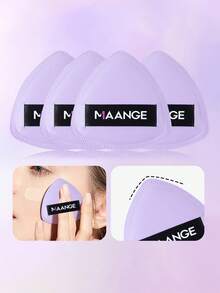 MAANGE 4 miếng mút trang điểm hình tam giác, loại ướt, mềm mại và thân thiện với da, nhỏ gọn, giá cả phải chăng, thích hợp cho du lịch, có thể dùng làm quà Giáng sinh, mỹ phẩm, dụng cụ trang điểm, đồ dùng thiết yếu giá rẻ, quà tặng, quà cho nữ, quà Giáng sinh, quà khuyến mãi, du lịch, đồ dùng giá rẻ, đồ dùng cần thiết khi đi du lịch - Màu tím - Xem 5