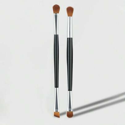 2pcs Double Eye Shadow Brush/Eyebrow Brush,EcoTools Enhancing Eye Brush Set, Makeup Brushes For Liquid, Cream & Powder Eyeshadow & Eye Liner Applicati