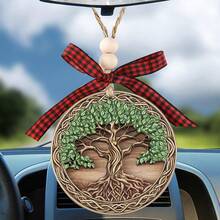 Árbol de la vida de madera clásico con lazo, de pared, placa decorativa multiusos para decoración festiva interior/exterior, adorno colgante de árbol de Navidad, decoración colgante navideña, decoración de centro, decoración de mesa de fiesta