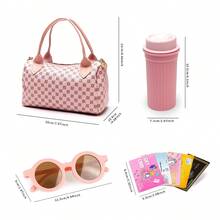 Juego de bolso de moda para niñas, set de juego de imitación de bolso de maquillaje para juego de princesa. Incluye: bolso, teléfono de juguete, reloj, llaves de coche, pañuelo de seda, tarjeta de crédito, billetera. El regalo perfecto de cumpleaños o Navidad para niñas de 3 a 6+ años