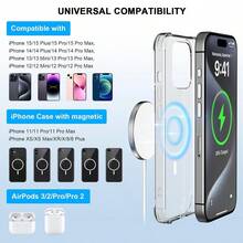Bộ sạc không dây từ tính 15W, đế sạc nhanh tương thích với iPhone 17 Pro Max/17 Pro/17 Air/17/16/15/14/13/12/11/XS/XR/8/7/6 Series - trắng - Xem 5