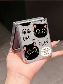 1 件时尚简约 PC 材质可爱猫咪元素折叠手机壳，可保护和防止掉落：SamsungGalaxy Zflip 3/Zflip 4/Zflip 5/Zflip 6/Zflip 7/OPPO Find N3 Flip/Razr 50 Ultra/Razr 60 Ultra/Razr 60/Razr 50/XiaomiMIX Flip/Galaxy Z Flip7 FE - 無色 - 查看 13