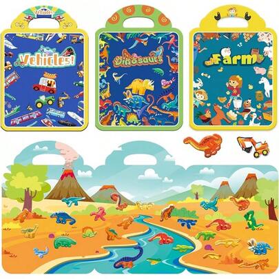 3 Pack Pegatinas Para Niños de 2 a 4 Años Calcomanías Reutilizables Marinos Pegatinas Pequeños Preescolar Educación Aprendizaje Juguetes para Niños Niñas Cumpleaños Regalos de Navidad