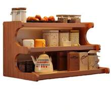 Multi-Functional Wooden Spice Rack, Kitchen Countertop Organizer, Living Room & Bedroom Storage Shelf