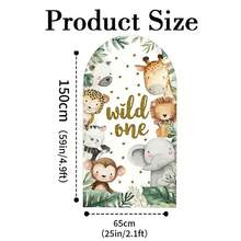 1pc/65pcs 2D Flat Animal Theme Wedding Arch Backdrop, Birthday Baby Shower Party Decor, Green Leaves Elastic Fabric Background (Stand Not Included) - Multicolor - View 26