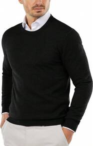 Men's Crew Neck Sweater Slim Fit Lightweight Sweatshirts Knitted Pullover For Casual Or Dressy Wear - 黑色 - 查看 8