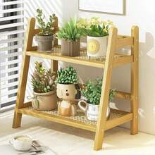 Wicker-Look Tea And Coffee Bar Station Organizer, Bamboo Mug Holder Countertop, Matcha Stand, Cup Display Shelf, Condiment Storage Rack For Kitchen Counter, 2 Tier - 竹子-小 - 查看 1