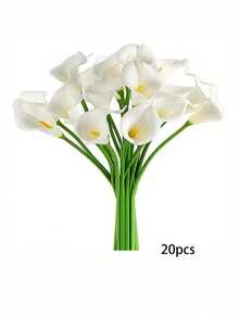 20pcs Artificial Calla Lily Flowers For Home Decoration, Suitable For Home Decor, Wedding, Photography Props