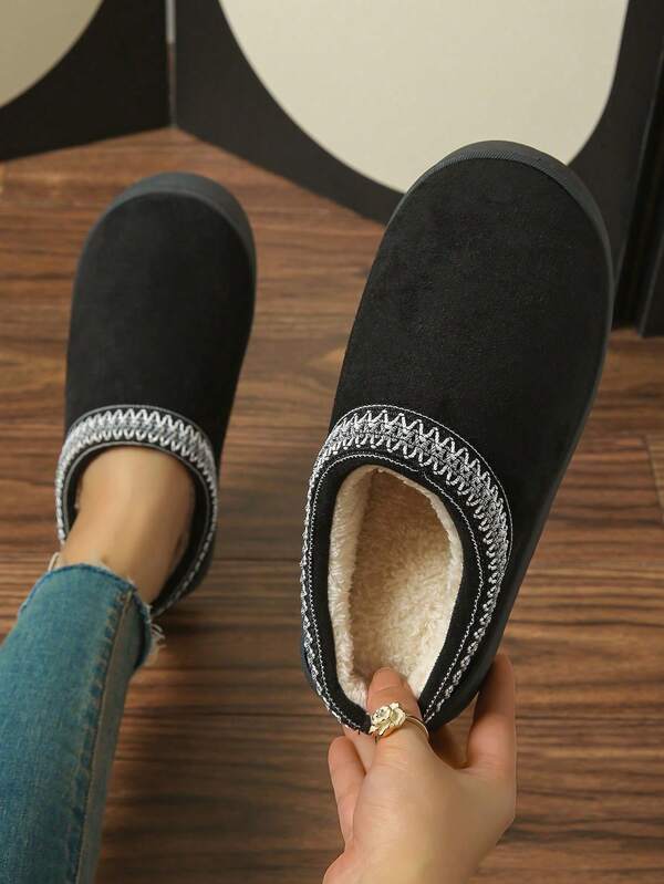 Pantufas femininas de pelúcia macia e fofinha, de cor sólida. Pantufas confortáveis e quentes para uso interno. Pantufas duráveis e antiderrapantes para uso interno/externo. Pantufas confortáveis e quentes para uso doméstico. Forro térmico espesso. Pantufas macias, confortáveis e quentes essenciais para uso doméstico. Pantufas femininas de camurça e lã, pantufas fechadas com sola grossa, calçados de neve para uso externo e interno, pantufas sem cadarço adequadas para uso interno e externo, sola antiderrapante de borracha termoplástica (TPR).