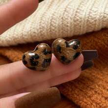 2 Stile erhältlich: 1 Paar Vintage Leoparden-Muster & Herz-förmige Ohrstecker für Frauen, elegante Nischen-Schmuckzubehör geeignet für 10 Anlässe, Herbst/Winter