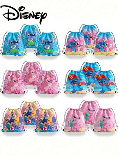 3/5/10/15 unidades de sacolas com cordão  Stitch, lembrancinhas coloridas com estampa de animais, sacolas de presente em tecido não tecido, adequadas para aniversários, casamentos, formaturas, Natal, Halloween, Ação de Graças, Ano Novo, presentes para festas
