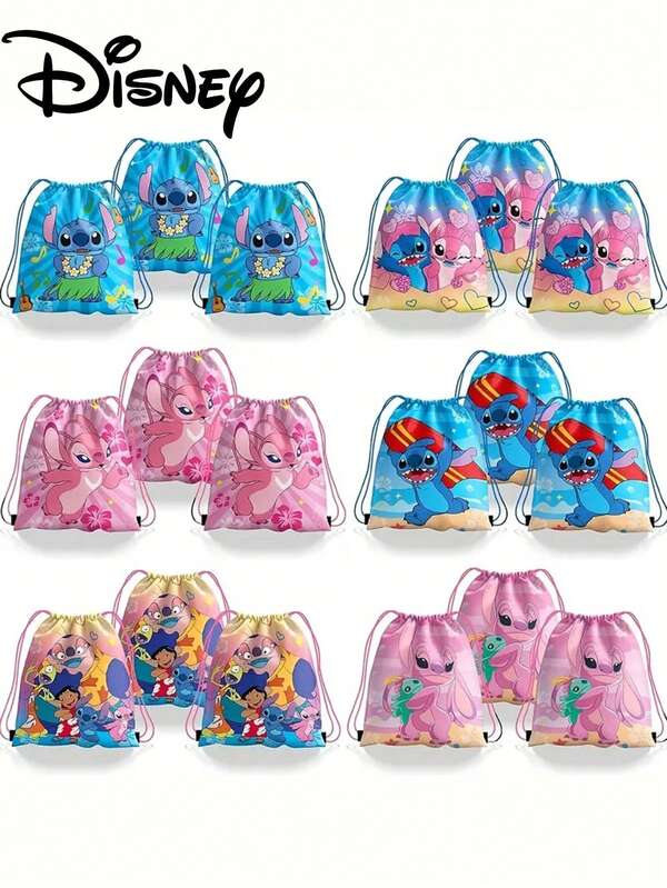 3/5/10/15 unidades de sacolas com cordão  Stitch, lembrancinhas coloridas com estampa de animais, sacolas de presente em tecido não tecido, adequadas para aniversários, casamentos, formaturas, Natal, Halloween, Ação de Graças, Ano Novo, presentes para festas
