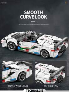 Reobrix NO.687 White Sports Car Building Block Toy Set, Mechanical Vehicle Set - Suitable For Christmas & Halloween Unique Decorative Gifts, Ideal For Family Gatherings And As Halloween/Christmas/Birthday Gifts (382Pcs) - trắng - Xem 5