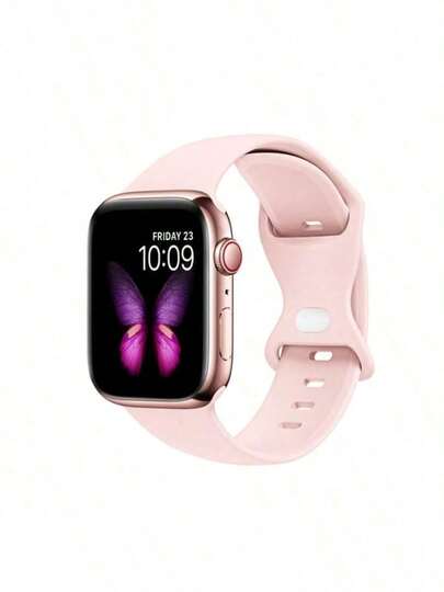 Compatible With Apple Watch Series 9/8/7/5, Breathable Silicone Butterfly Buckle Watch Band, Multiple Colors Available, 4 Sizes (38/40/41mm S/L, 42/44/45mm S/L)