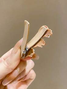 14 piezas de pinzas para el cabello con diseño de dibujos animados de color café con leche para flequillos, útiles escolares y accesorios para el cabello de mujeres - Multicolor 4 - Ver 8