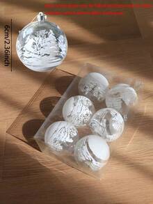 6 Stücke 6cm transparente Schneekugeln Anhänger für Weihnachtsbaum Dekoration, klare Christbaumkugeln zum Aufhängen, Weihnachten, Weihnachtsdekoration, Partydekoration, Fensterdekoration