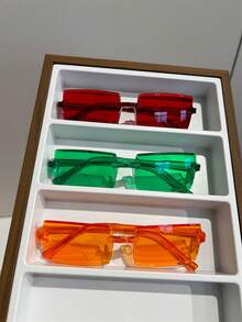 12pcs Women's Frameless Square Colorful Eyeglasses For Beach Party, Outdoor Casual Street Style - 彩色 - 查看 2