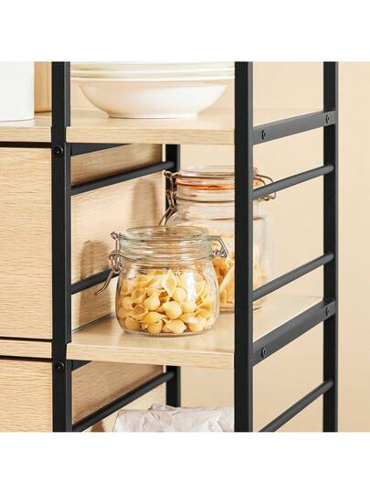 SoBuy Kitchen Trolley Cart Storage Serving Wit Natural W53 D37 H89cm FKW111 WN view 9